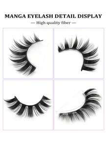 Asiteo 10 Pairs Exaggerated Cartoon Effect False Eyelashes, Soft Eyelash Extensions, Anime Style Fake Eyelashes, Korean Anime Lashes - Hitam - View 6
