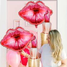 レッドリップスティック型バルーン2/4個セット、唇型バルーン、化粧品バルーン、バレンタインデーバルーンセット、女性のスパパーティー用品 - ピンク - チェックする 4