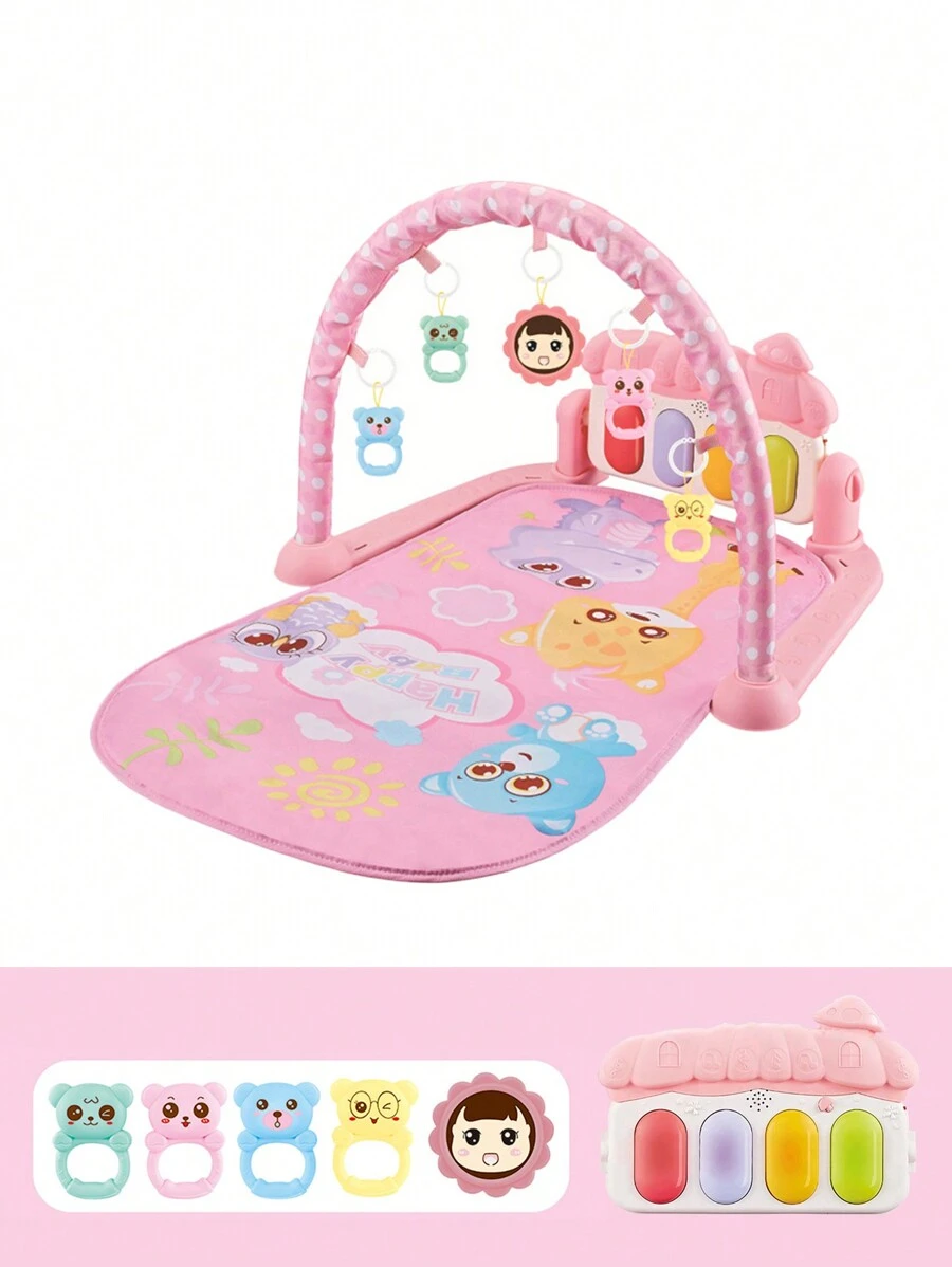 Juguetes De Gimnasio De Música Para Bebés , Tapete De juego De Actividades, Centro De Gimnasio De Piano Con Música, Juguetes Electrónicos De Aprendizaje, Musical Electrónico De Estilo Lindo Para Bebés - Rosa - Ver 1