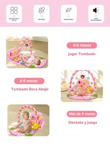 Juguetes De Gimnasio De Música Para Bebés , Tapete De juego De Actividades, Centro De Gimnasio De Piano Con Música, Juguetes Electrónicos De Aprendizaje, Musical Electrónico De Estilo Lindo Para Bebés - Rosa - Ver 4
