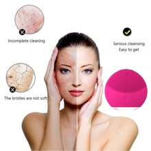 Limpiador Exfoliante Facial Eléctrico Recargable Masajeador Impermeable Cepillo Rostro Relajante Spa Ducha Baño - Rosa Fucsia - Ver 4
