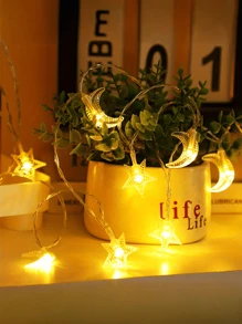 1.5M/3M/6M LED 月亮和星星灯串，适用于新月派对，迷你月亮和星星仙女夜灯，弯曲月亮灯笼串，由干电池供电（不包括在内），完美的新奇装饰灯适用于圣诞节装饰、排灯节、派对、室内室外、儿童房、生日、卧室、万圣节、感恩节、露台花园、春节、新年、感恩节，适用于房间、宿舍、客厅婚礼和（温暖）