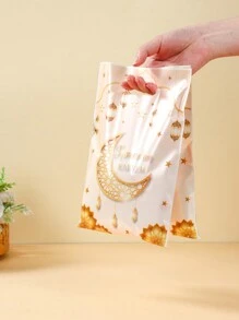 10/25/50 件双面月亮和星星图案糖果袋，开斋节派对礼品包装，月亮星星灯笼风格饼干袋 - 雙面星星月亮 - 查看 1