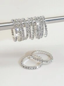 10 peças/conjunto de anéis elásticos de cristal coloridos para mulheres, uso diário versátil - cor aleatória