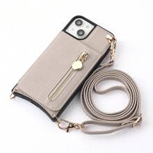 Planner-Style Shoulder Strap Crossbody Phone Case With Ring Compatible With Iphone, Women Elegant Water-Resistant Anti-Drop Adjustable Shoulder Strap Phone Wallet With Card Slots And Zipper Pouch, Gift