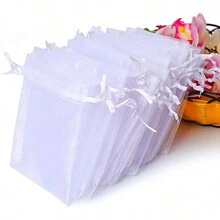 50/100pcs White Organza Gift Bags, New Year Party Candy Bags, Wedding Favor Bags, New Year Party Colorful Drawstring Organza Bags With Ribbons, Multiple Sizes, Baking Packaging Bags, Jewelry Gift Bags, Suitable For Weddings, Back To School Gifts, Family Gatherings, Celebrations, Outdoor Parties, All Seasons, Can Also Be Used As Fruit Protection Bags