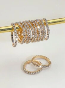 10 peças/conjunto de anéis elásticos de cristal coloridos para mulheres, uso diário versátil - cor aleatória