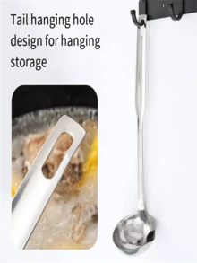 1 pezzo Mestolo in acciaio inossidabile con manico lungo, scolapasta per separare minestra e olio, utensile da cucina - Multicolore - Visualizzare 3