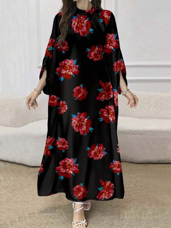 Bedrucktes, modisches, elegant sitzendes Kleid