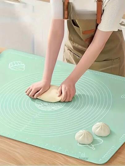 1 pieza Estera de amasar gruesa para la cocina, de 19.7 X 15.7 pulgadas, hecha de material de silicona antiadherente. Tiene una superficie antideslizante, ideal para hornear sobre la mesa, excelente para hacer masa de pizza y masa de pasteles en el comedor.