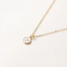 1pc Initial Letter A-Z Pendant Necklace, Gold Color Disc Charm Necklace, Suitable For Birthday, Mother's Day, Valentine's Day, Daily Wear Valentines,Mom,Mother,Mother's Day,Gift
