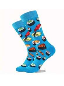 4 Pairs Of Delicious Food Printed Socks Comfortable Breathable Mid-Tube Socks Fun Socks For Everyday Wear