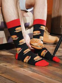 4 Pairs Of Delicious Food Printed Socks Comfortable Breathable Mid-Tube Socks Fun Socks For Everyday Wear