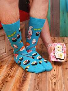 4 Pairs Of Delicious Food Printed Socks Comfortable Breathable Mid-Tube Socks Fun Socks For Everyday Wear