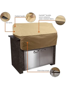 1 件防水 32/37 英寸岛式烧烤架顶盖，420D/600D 防水涂层牛津布，烧烤架盖，户外烧烤架盖，带通风口的重型烧烤架盖