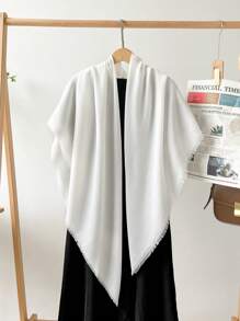 1 件优质春季新款亚麻 130 厘米方形披肩，纯色真丝围巾/披肩，适合女士 - 多色 - 查看 11