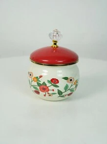 1pc Multi-Color Enamel Jar With Lid, Household Kitchen Storage Container For Spices, Sugar, Seasonings. Living Room Storage For Coffee Beans, Tea Leaves, Herbal Tea. Luxury Gift Jar For Elders And Relatives. - Multicolor - View 13