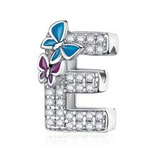 Easvnya Silver Butterfly Cubic Zirconia Letter A-Z Pendant, Suitable For Handmade Bracelet Necklace Minimalist Fashionable Jewelry DIY, Women Birthday Party Gift