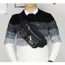Fashionable Multi-Layer Canvas Waist Fanny Pack, Retro Basic Crossbody Chest Bag For Casual Use - Khaki - View 10