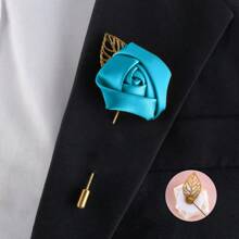 金属叶多色胸针，适合新郎、伴郎 - 海军蓝色翻领花，适合新娘、伴娘、毕业典礼、婚礼派对、舞会 - 長8.5厘米*寬4厘米 - 查看 14