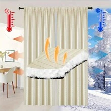 1 panel de cortinas térmicas de invierno, aislantes, cálidas, insonorizadas, a prueba de viento, que reducen el ruido, 100% opacas, decoración moderna para el hogar, cortinas gruesas - Beis - Ver 10