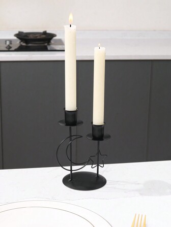 1pc Metal Ramadan Iron Art Retro Candlestick, European Modern Creative Wedding Ramadan Party Candlestick, Dinner Home Desktop Decoration, Ramadan Decoration Prop Candlestick Rama E-I-D
