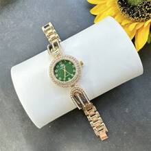 1 Stück Vintage Goldfarbene Runde Wasserdichte Quarzuhr, Modisch Elegante Personalisierte Damenuhr Geeignet Für Tägliche Dekoration, Anwendbar Für Damen Alltägliches Tragen, Partys, Bankette, Dates, Feste, Geschenk Armband Dekoration