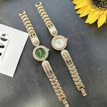 1 Stück Vintage Goldfarbene Runde Wasserdichte Quarzuhr, Modisch Elegante Personalisierte Damenuhr Geeignet Für Tägliche Dekoration, Anwendbar Für Damen Alltägliches Tragen, Partys, Bankette, Dates, Feste, Geschenk Armband Dekoration