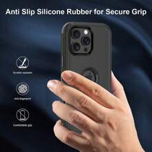 Ốp điện thoại có kính cường lực bảo vệ màn hình cho iPhone 13/14/15/16 Pro Max Plus siêu bền 3 trong 1 đạt chuẩn quân đội chống rơi, chống bụi, bền, chống sốc, quà tặng Giáng sinh, sinh nhật, năm mới, mùa đông, quà tặng cho gia đình, bạn bè, sinh nhật, bạn gái, bạn trai Quà tặng cho gia đình, bạn bè, trẻ em, sinh nhật, mùa xuân, ngày lễ, bạn trai, bạn gái, ngày lễ tình nhân - Đen/Đen - Xem 2