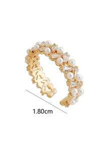 1 件可调节双排珍珠和锆石戒指