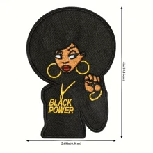 1pc Embroidered Patch, Black Power Fist Symbol And Slogan, Mixed Color, Iron-On/Sew-On Patch, Suitable For Clothing And Accessories - Color Mixing - View 2
