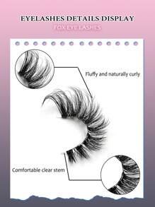 Asiteo 5 Pairs Cat Eye False Eyelashes, Transparent Band, Natural & Fluffy 3D Thick & Long Lashes, Create Fluttery Lash Extension Effect - 眼尾拉長款 - 查看 3