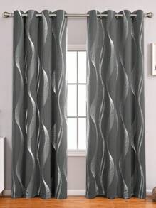 卧室遮光窗帘，减光隔热纯色索环遮光窗帘/窗帘布/客厅/育儿室/儿童房窗帘，1 片 - 深灰色 - 查看 2