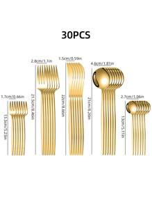 5/20/30pcs Stainless Steel Silverware Set Cutlery Set For Home Kitchen Restaurant Hotel Kitchen Utensils Set ,Kitchen,Christmas Gift - Multicolor - View 9