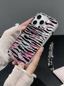 1 件时尚透明光面月亮和星星印花手机壳带挂绳，适用于 iPhone11/12/13/14/15/16 16Pro 16ProMax、GalaxyA05/A15/A25/A35/A53/A54/A55/S23/S24Ultra - 彩色 - 查看 3