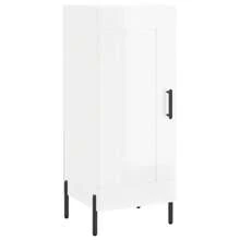 High Gloss White Engineered Wood Highboard 34.80cm Modern Storage Cabinet - White - View 6