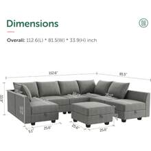 Convertible Sectional Sofa With Ottman Set Modular Sectional Couch With Chaise L Shaped Sofa With Storage For Living Room, Grey - 灰色 - 查看 3