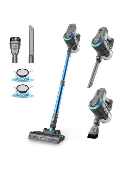 YISORA N300 Cordless Stofzuiger Cleaner, 20kPa Powerful Suction, 0.8L Dust Bin, 2200mAh Battery, Up To 40min Runtime, Cleaning Modes, <70dB, Ultra Lightweight, Blauw