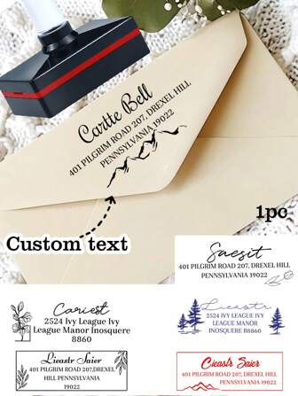 1PC Library Book Stamp,Personalized Rectangular Book Stamp Teacher Stamp Up To Colors, 3 Ink Colors (Book Stamp-Rectangle) Custom Address Stamp, Personalized Label Mailing Address Stamp, Personalized Couple Address Stamp, 3 Lines Of Personalized Text (Address Stamps - Square)
