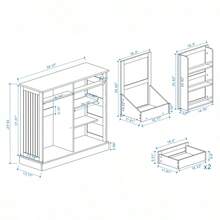 Kitchen Trash Can Storage Cabinet With 2 Drawers & 1 Tilt Out Trash Cabinet & 1 Door With Storage Rack & 2 Shelves For Kitchen, Dinning Room, Living Room-White