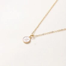 1pc Initial Letter A-Z Pendant Necklace, Gold Color Disc Charm Necklace, Suitable For Birthday, Mother's Day, Valentine's Day, Daily Wear Valentines,Mom,Mother,Mother's Day,Gift