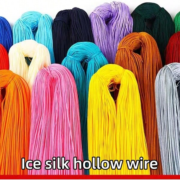 1 Knäul/245g/1mm Breite handgefertigtes Häkelgarn, Cut Out Viskosegarn zum Basteln von Becherhüllen, Sitzkissen, Taschen, Hüten, Puppen und anderen Handwerksarbeiten (Tipp Große Knäule müssen vorsichtig abgewickelt und entsprechend den Bildschritten gerade gezogen werden)