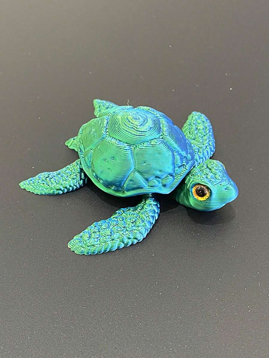 1pc Multi-Color 3D Printed Gradient Sea Turtle Model - Perfect Gift For Friends And Family - Art Desk Decor - Made Of Plastic