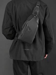 Men's Multifunctional Chest Bag With USB Charging Port, Lightweight Shoulder Bag, Mobile Crossbody Bag, Multi-Functional Solid Color Sports Hiking Large Capacity, Waterproof Commuting Fanny Bag, Christmas Belt Bag Travel Bag Winter Christmas Gift Black Bag Travel Essentials Holiday Essentials Bag For Men Fanny Pack Bags Men Summer Back To School The Sporty Life Vacation Bag Pack Waist Bag Spring School Supplies Pouch