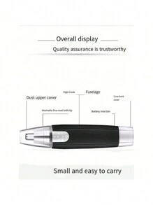 Water Resistant Nose Hair Trimmer For Men And Women - Painless Ear And Facial Hair Removal With Dual Edge Blades And Mute Motor
