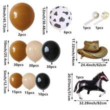 142 chiếc, Bộ bóng bay tiệc trang trại, Bóng bay cao su màu nâu, Bao gồm bóng bay cao su họa tiết con bò 12 inch, Mũ cao bồi, Bóng bay lá nhôm Steed màu đen, Thích hợp cho sinh nhật, tiệc độc thân, Ngày của cha, tiệc cocktail - 142 chiếc - Xem 3
