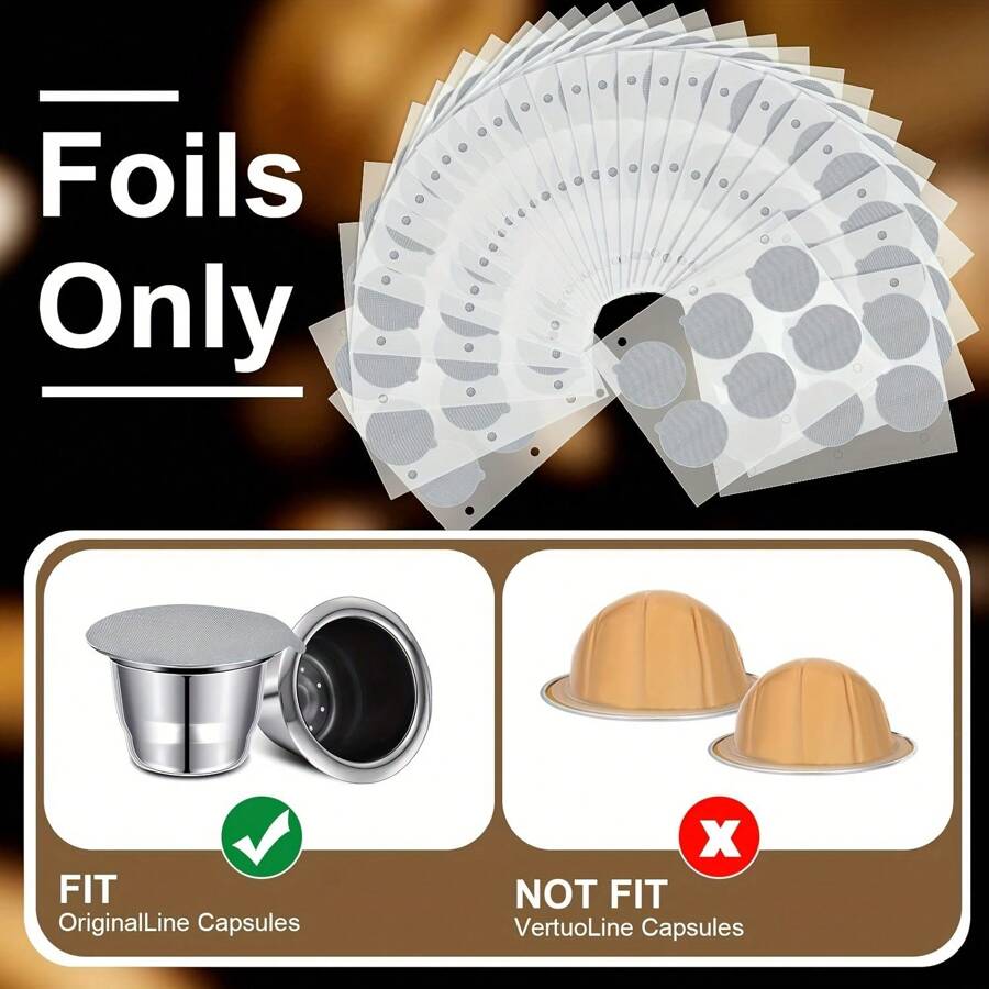 RECAPS Coffee Pod Foil Seals Reusable Filters Stickers Aluinu Espresso Lids Copatible With