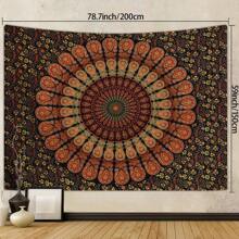 1pc Peacock Mandala Flower Pattern Tapestry, Boho Room Living Room Wall Decor Backdrop Wall Hanging, Hippie Vintage Decor Gifts Birthday Graduation - Multicolor - View 14