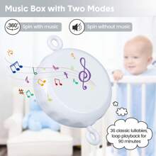 Baby Crib Mobile With 2 Modes Digital Musical Box, Jungle Animals Mobile For Crib With 36 Lullabies And Spinner, Volume Control For Newborn Ages 0 And Older - Grey - View 4