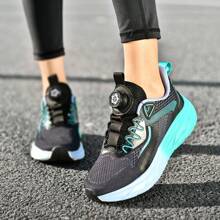 1 Pair Couple Running Shoes, Size 36EUR-48EUR For Men & Women, Rotating Button Closure, Breathable Mesh, Suitable For Workout & Running - Black - View 3